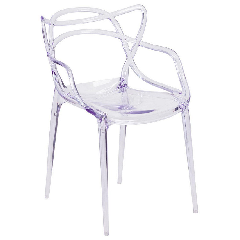 Emma + Oliver Transparent Fluid Style Stacking Side Chair Image