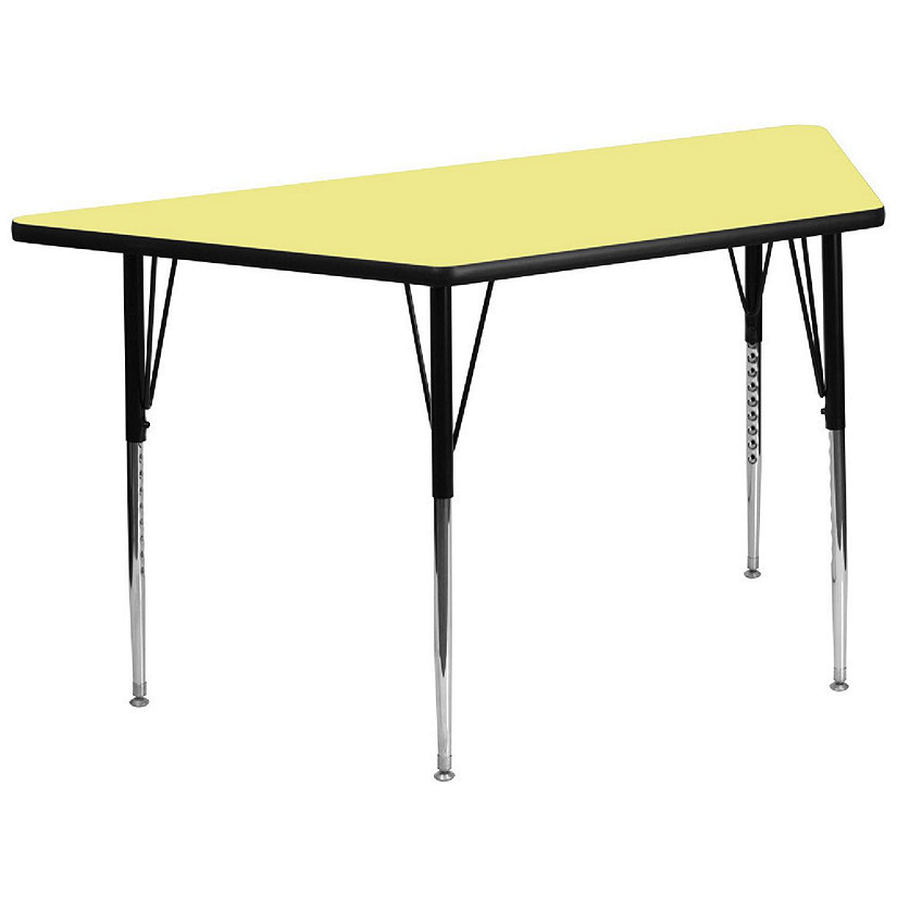 Emma + Oliver Trapezoid Yellow Thermal Laminate Adjustable Activity Table Image