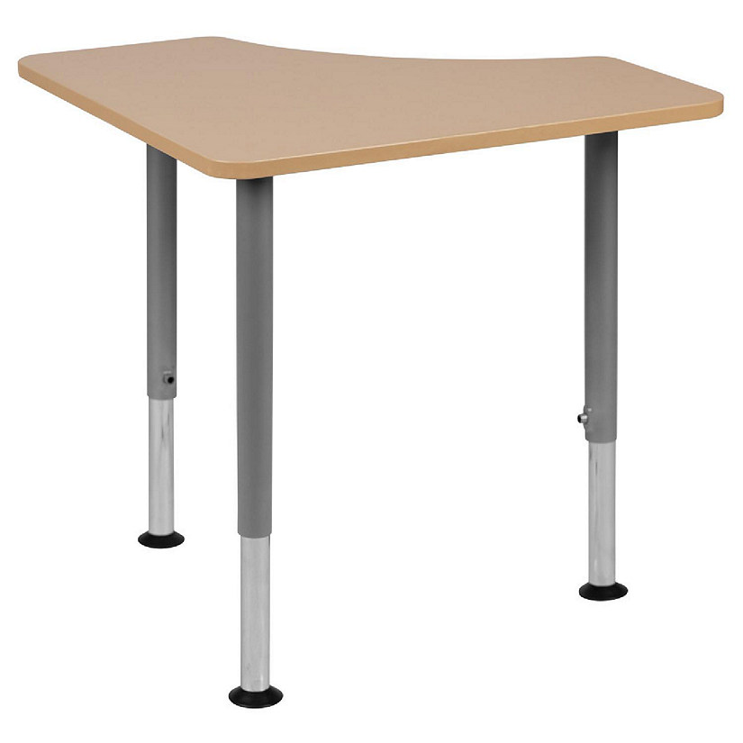Emma + Oliver Triangular Natural Collaborative Adjustable Student Desk - Home and Classroom