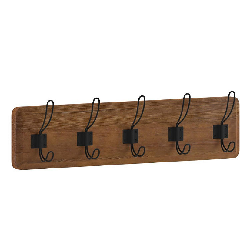 Emma + Oliver Wade Classic Brown Rustic Wall Hanging Storage Rack