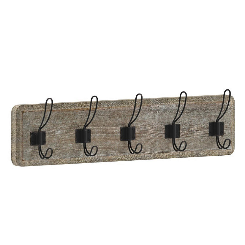 Emma + Oliver Wade Rustic Wall Hanging Storage Rack - Weathered