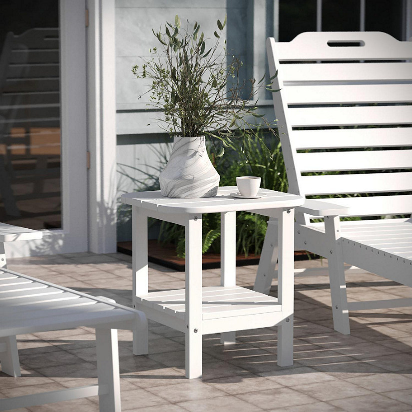 Emma + Oliver White 2 Tier Patio Side Table Image