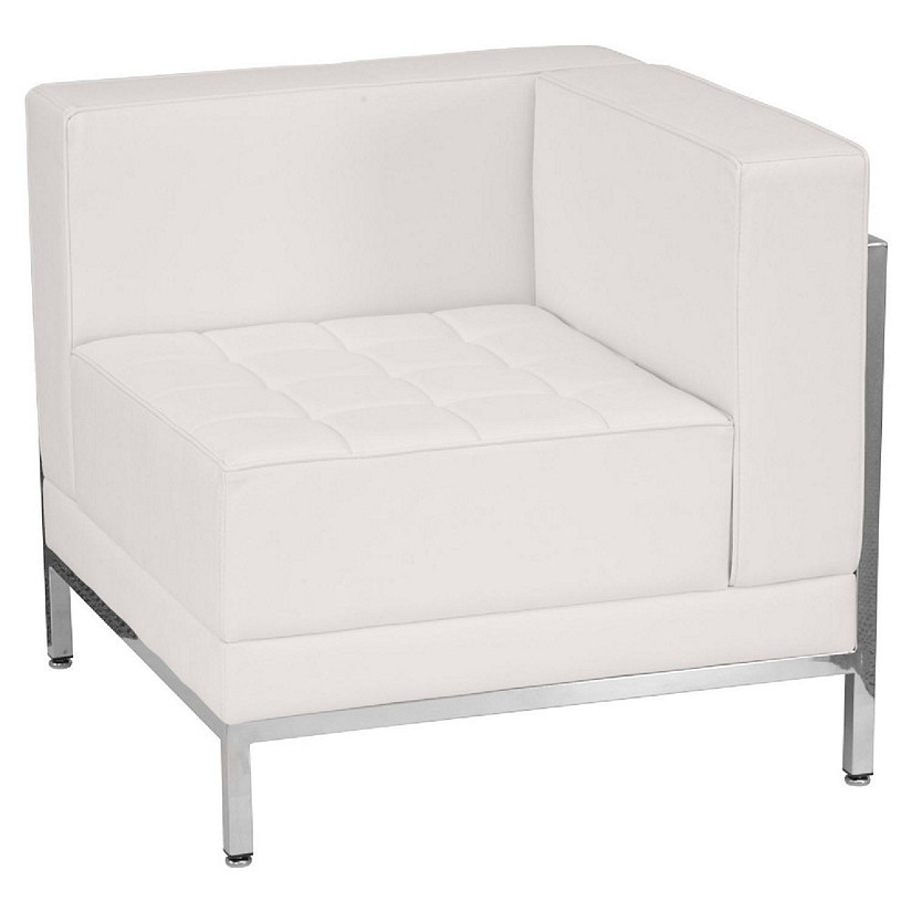 Emma + Oliver White LeatherSoft Modular Right Corner Chair with Quilted Tufted Seat Image