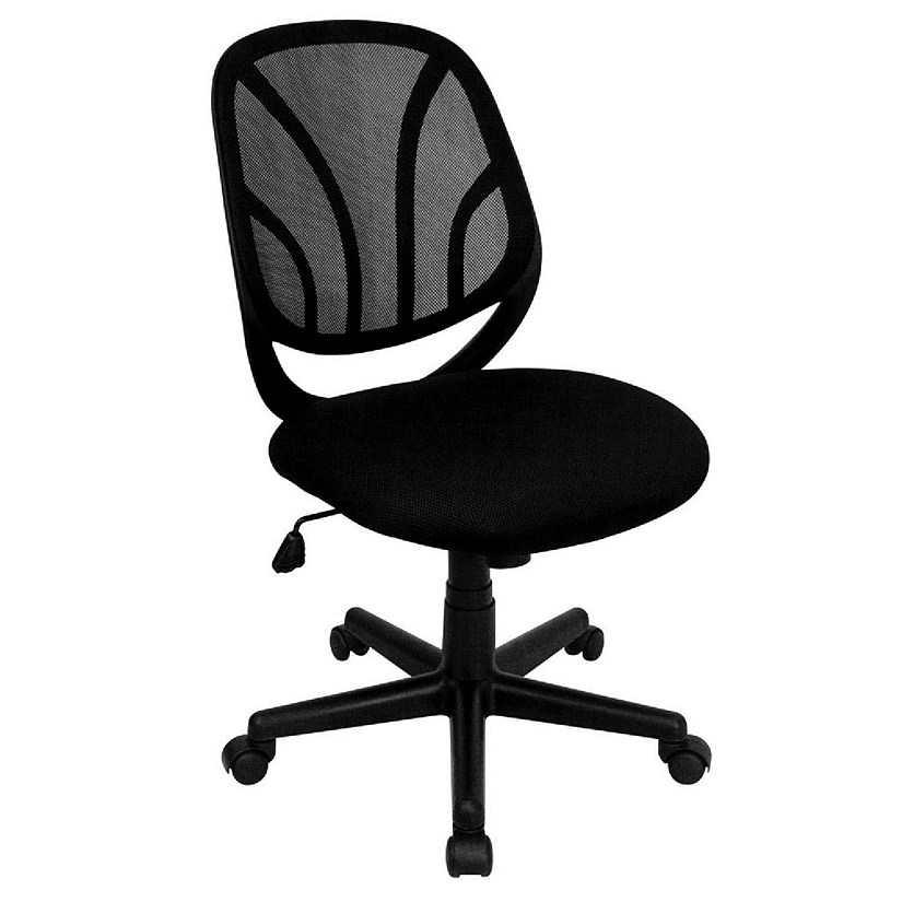 Mid-Back Orange Mesh Padded Swivel Task Office Chair with Chrome