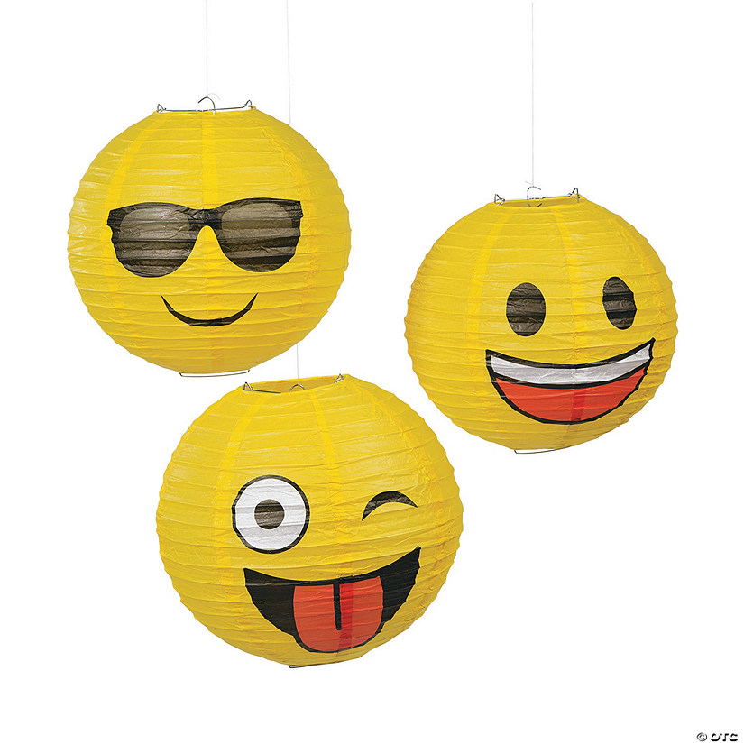 Emoji Hanging Paper Lanterns - 3 Pc. Image