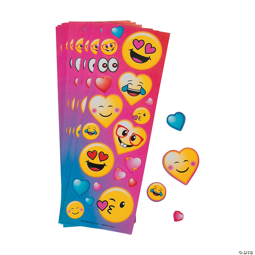 Emoji Sticker Valentine Exchange - 12 Pc. Image