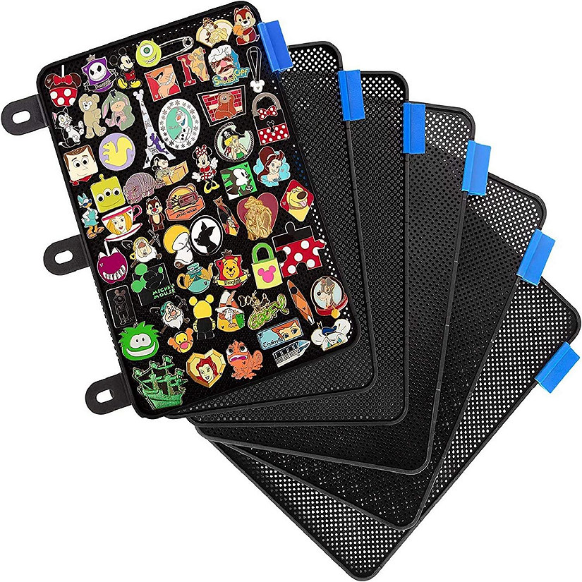 Enamel Pin Display Pages (6 PK) - Display and Trade Your Disney Collectible Pins in Any 3-Ring Binder - Pages Lay Flat with Pinbacks and NO Sagging! (Black - Pi Image