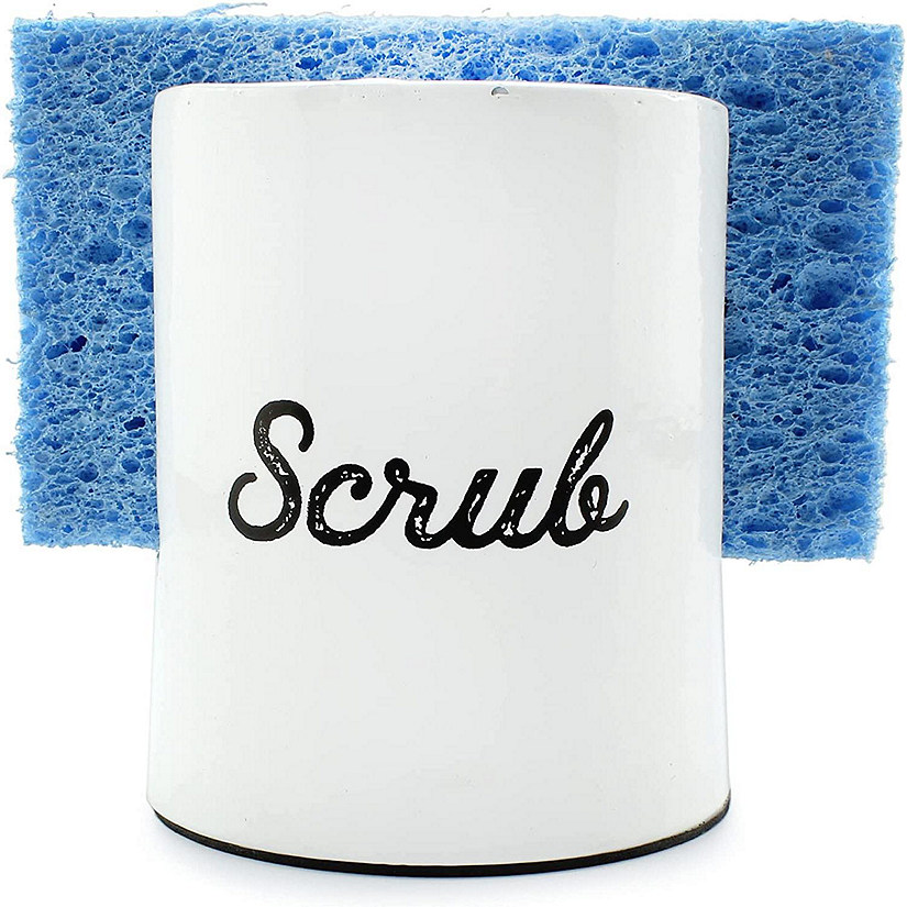 Enamel Sponge Holder, White Rustic Farmhouse Enamelware Kitchen Sink Accessory Image