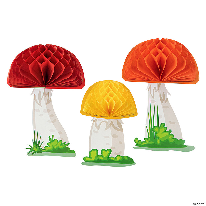 Enchanted Adventure Mushroom Honeycomb Cutout Decorations &#8211; 6 Pc. Image