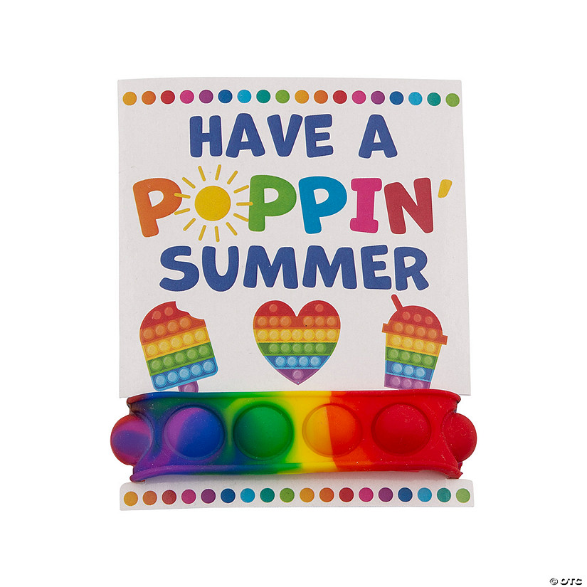 End of Year Lotsa Pops Popping Toy Rainbow Bracelets with Card for 12 Image