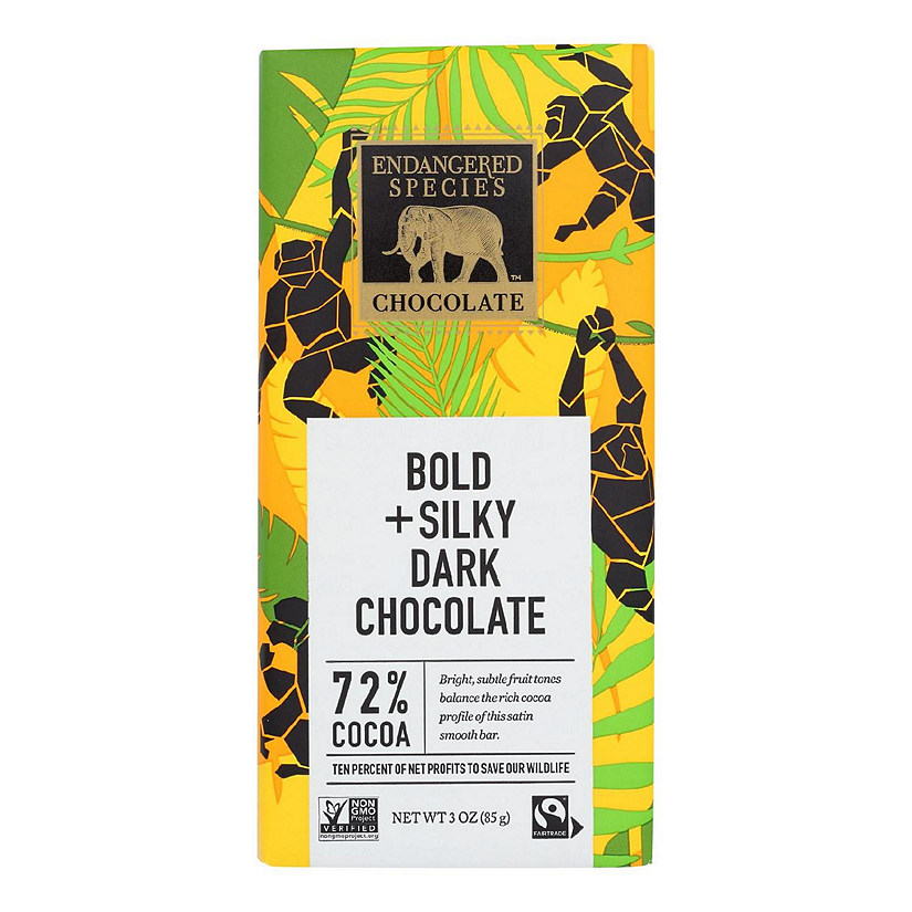 Endangered Species Natural Dark Chocolate 72 Percent Cocoa 3 oz Bars