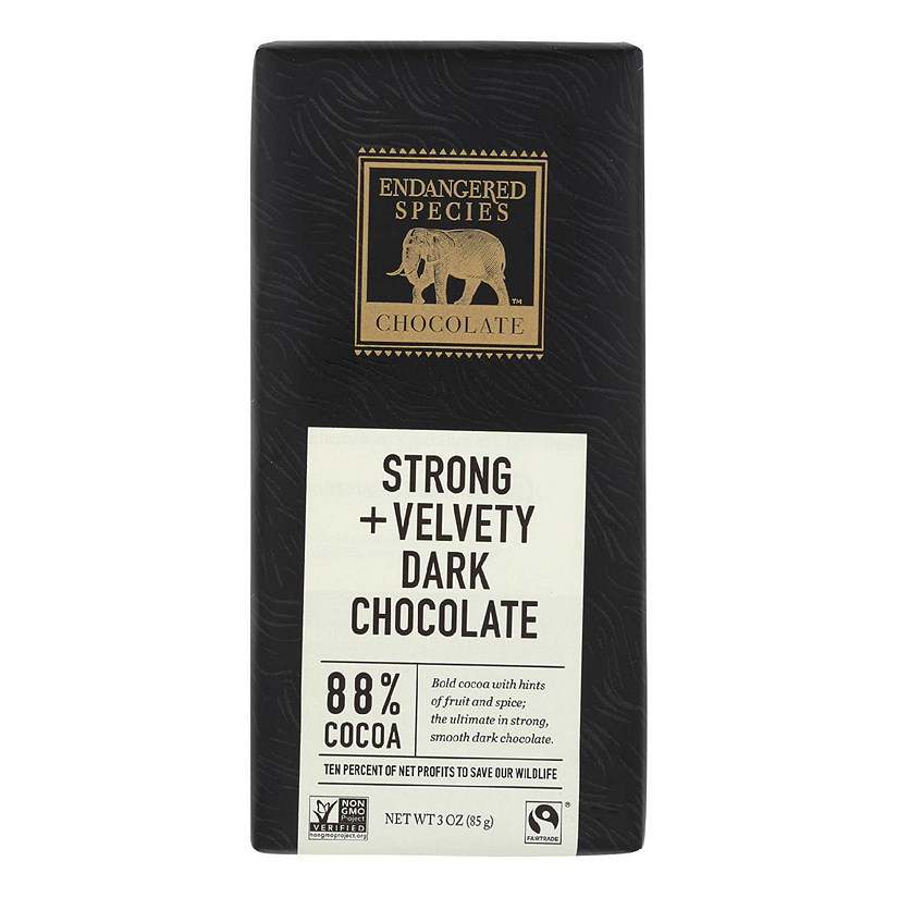 Endangered Species Natural Dark Chocolate 88 Percent Cocoa 3 oz Bars