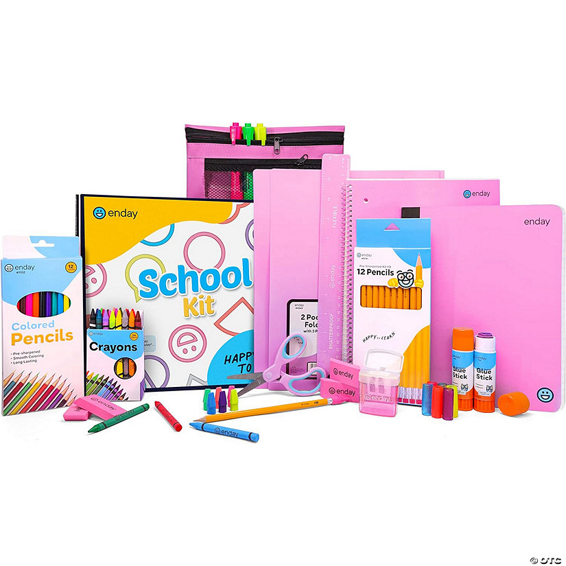 enday School Supply Kit, Pink, 71-Piece Set Image