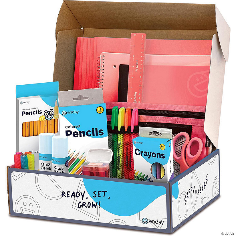 enday School Supply Kit, Red, 71-Piece Set Image