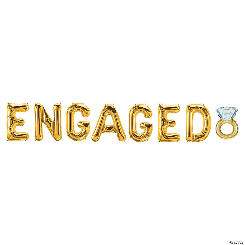 Engaged Gold Mylar Balloon Set Image