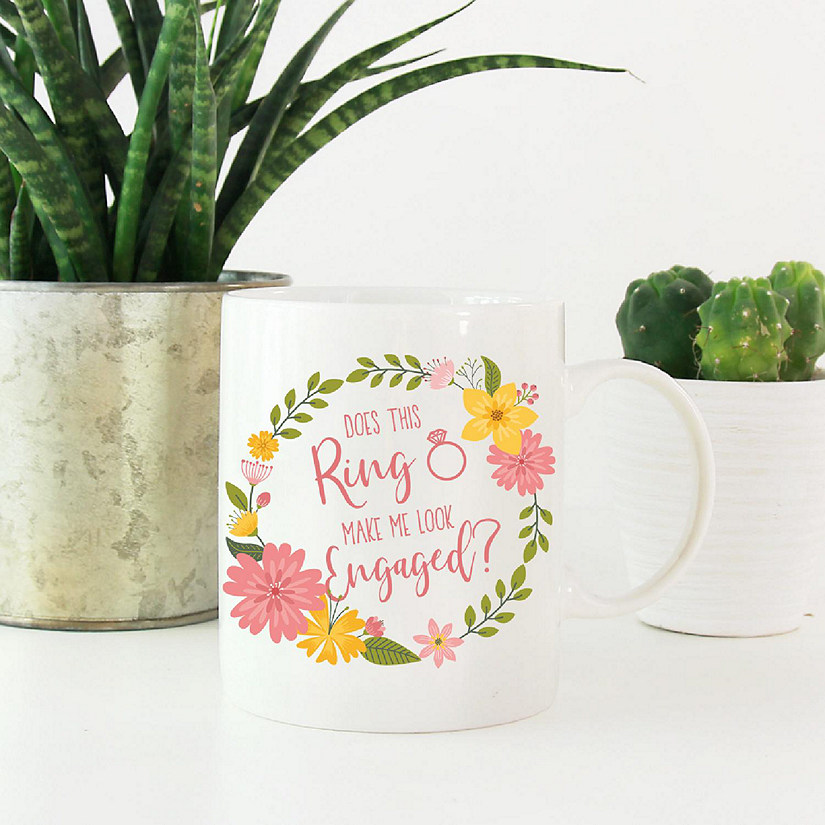 Engaged Ring Floral Wreath Ceramic Mug Image
