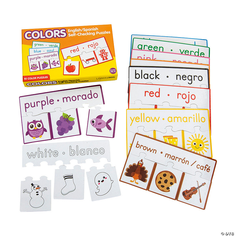 English & Spanish Beginning Color Self-Checking Puzzles Image