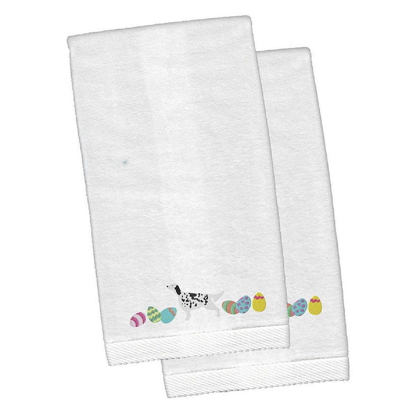 English Setter Easter White Embroidered Plush Hand Towel - Set of 2 Image