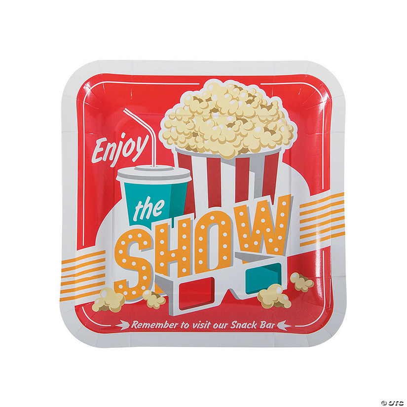 Enjoy the Show Movie Party Square Paper Dinner Plates - 8 Ct. Image
