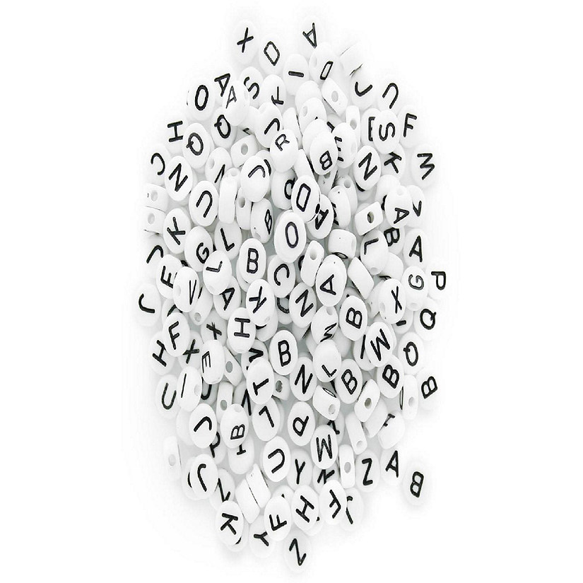 Essentials By Leisure Arts Coin Beads - 7 mm Alphabet White 250 pc. (6 Pack) Image