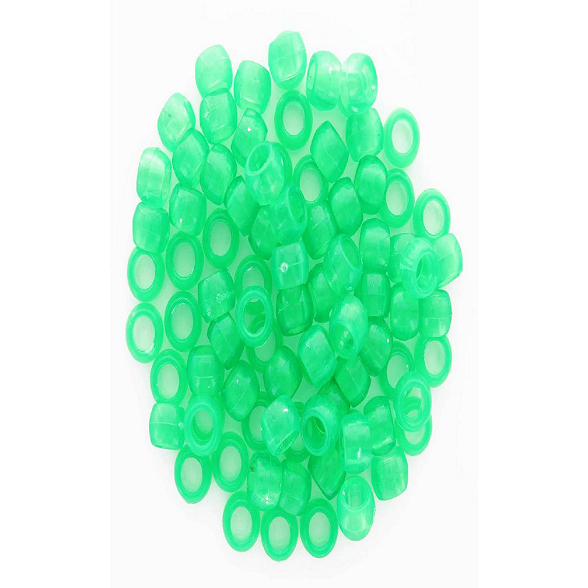 Essentials By Leisure Arts Pony Beads - 6 x 9 mm Transparent Green 750 pc. (6 Pack) Image