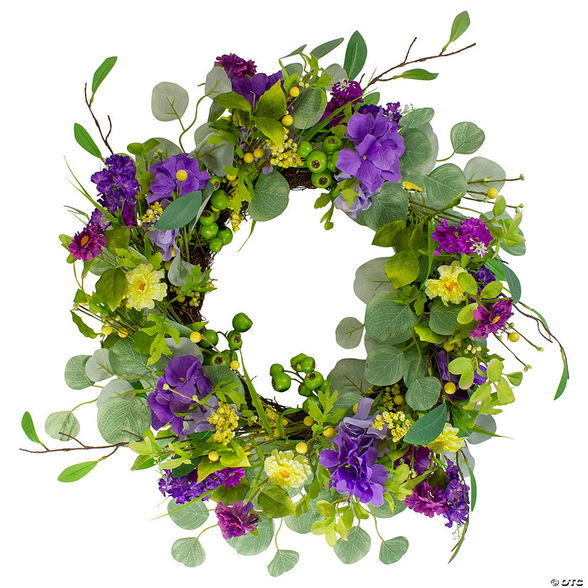Eucalyptus and Hydrangea Floral Berry Spring Wreath 23" Image