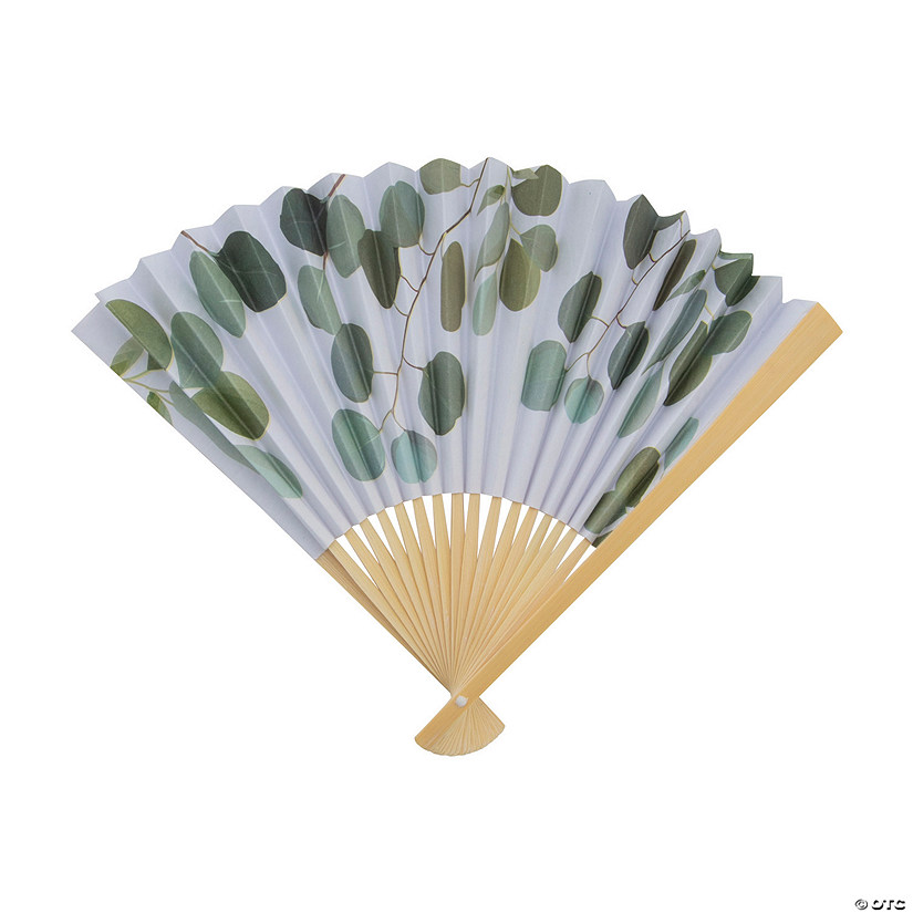 Eucalyptus Printed Folding Hand Fans - 12 Pc. Image