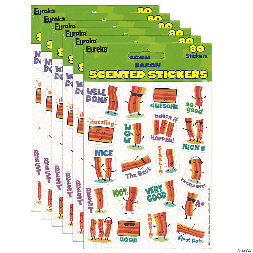 Eureka Bacon Scented Stickers, 80 Per Pack, 6 Packs Image