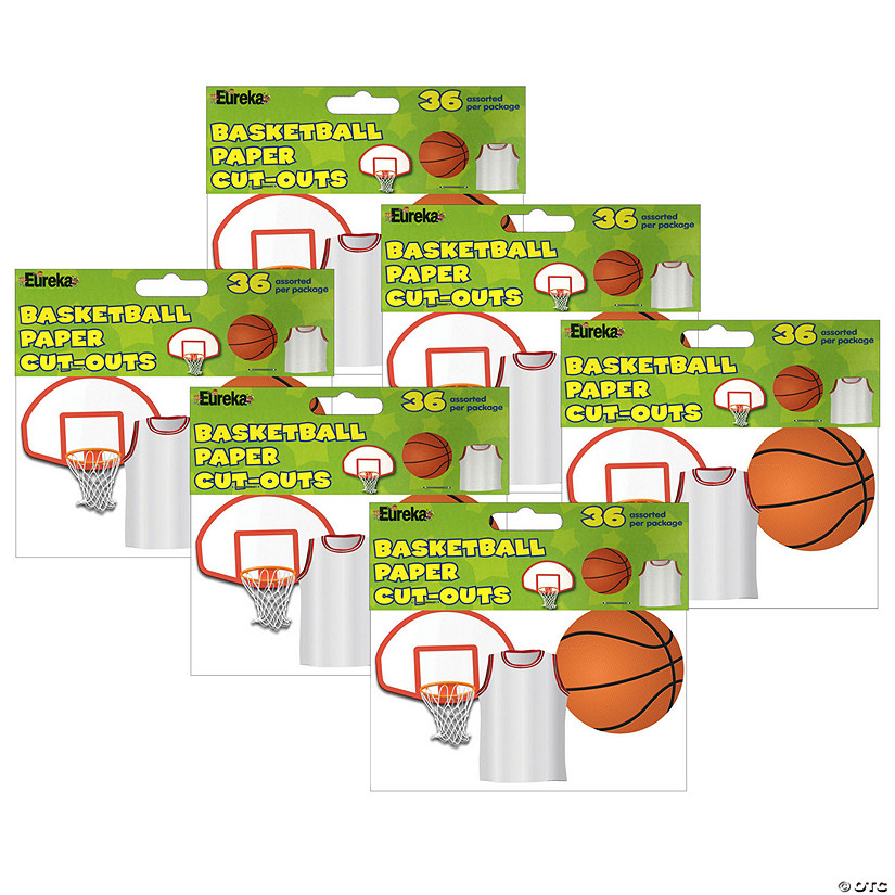 Eureka Basketball Assorted Cut Outs, 36 Per Pack, 6 Packs Image