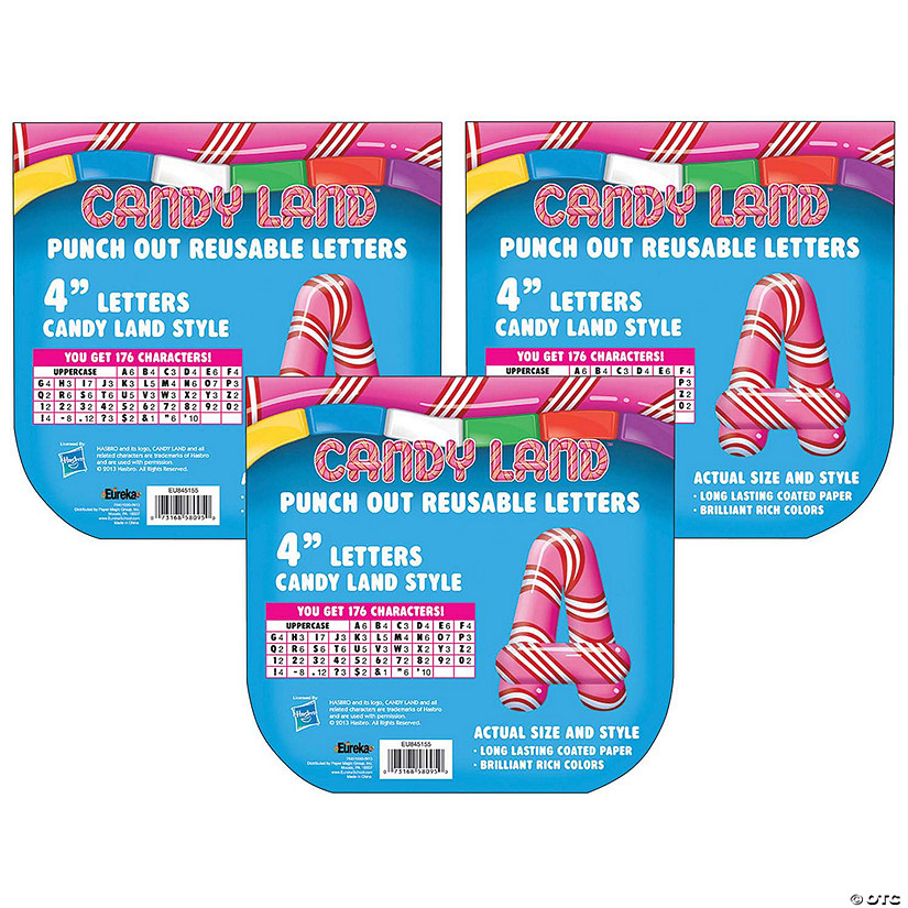 Eureka Candy Land Peppermint Stripe Deco 4" Letters, 176 Per Pack, 3 Packs Image