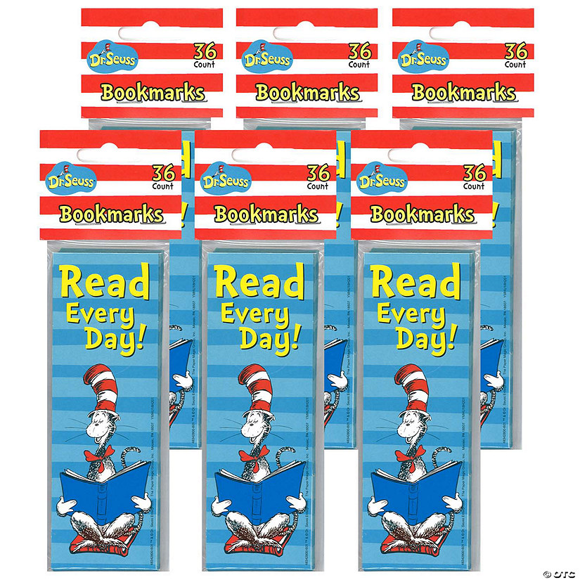 Eureka Cat in the Hat Read Every Day Bookmarks, 36 Per Pack, 6 Packs Image