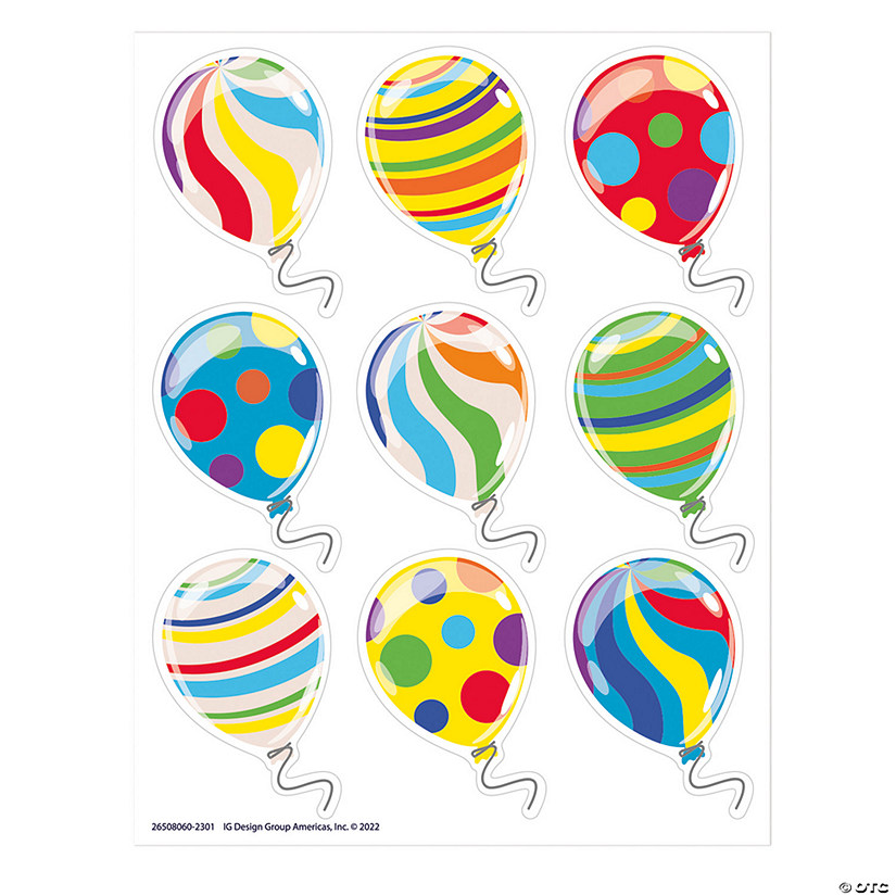 Eureka Celebration Balloons Giant Stickers, 36 Per Pack, 12 Packs Image