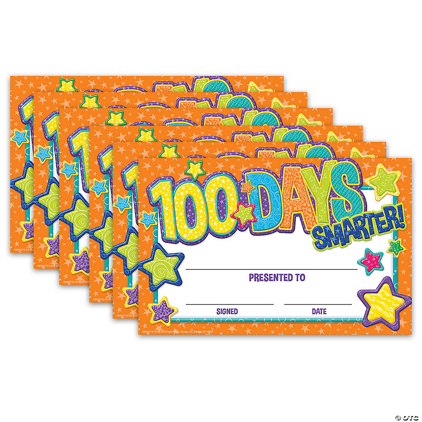 Eureka Color My World 100 Days Recognition Awards, 36 Per Pack, 6 Packs Image