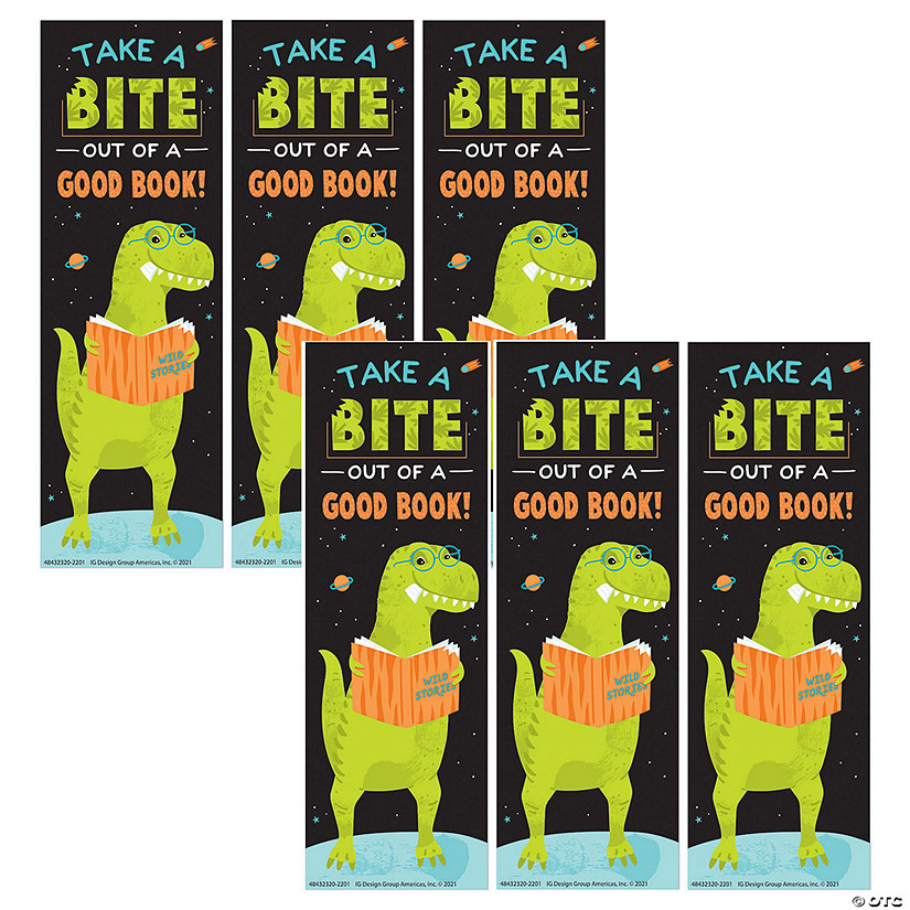 Eureka Dinosaur Take A Bite Out Of A Good Book Bookmarks, 36 Per Pack, 6 Packs Image