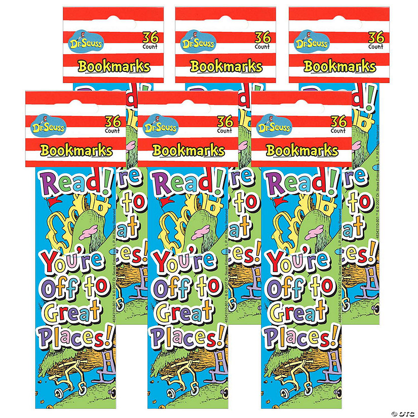 Eureka Dr. Seuss Oh, The Places... Bookmarks, 36 Per Pack, 6 Packs Image
