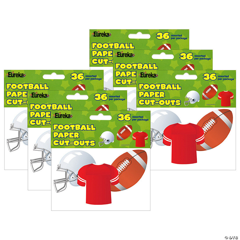 Eureka Football Assorted Cut Outs, 36 Per Pack, 6 Packs Image