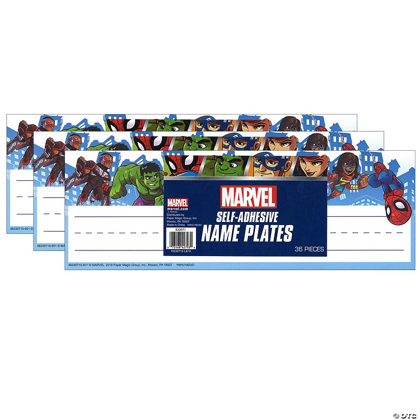 Eureka Marvel Super Hero Self-Adhesive Name Plates, 36 Per Pack, 3 Packs Image