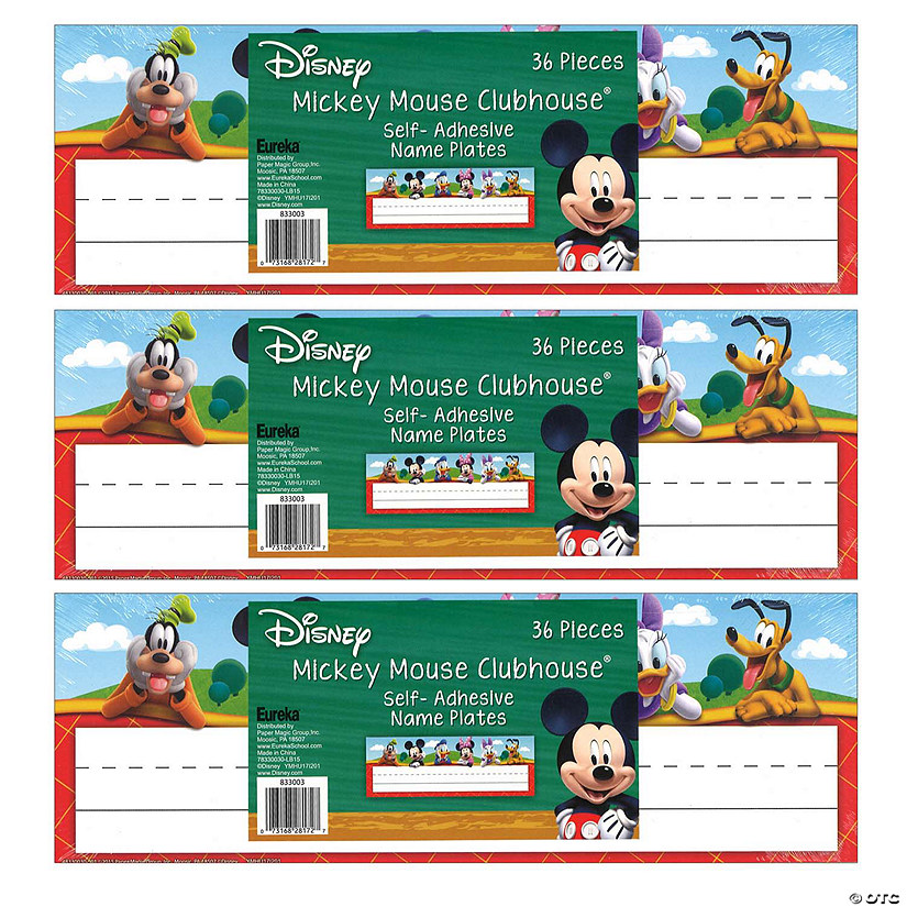 Eureka Mickey Mouse Clubhouse Self-Adhesive Name Plates, 36 Per Pack, 3 Packs Image