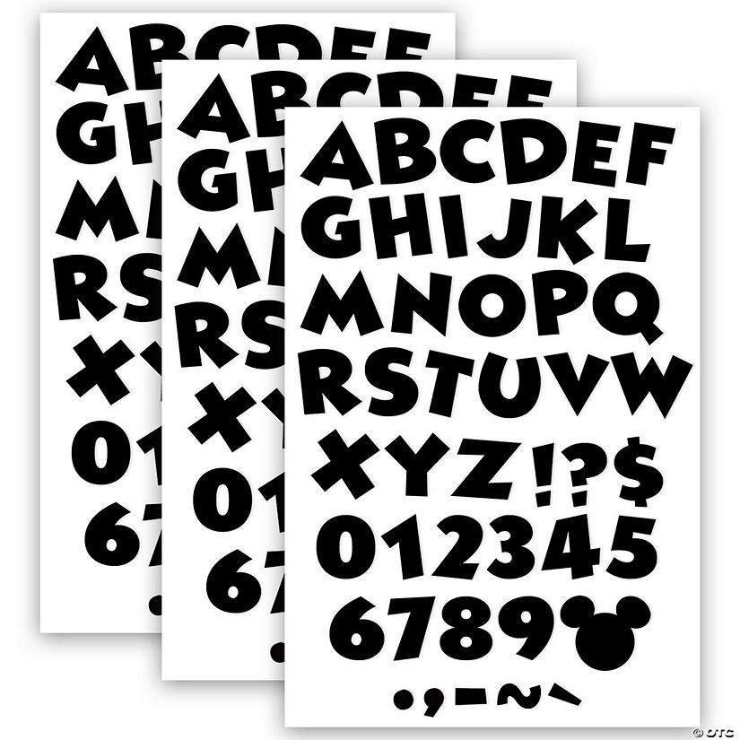 Eureka Mickey Mouse Throwback Black Deco Letters, 216 Characters Per Pack, 3 Packs Image