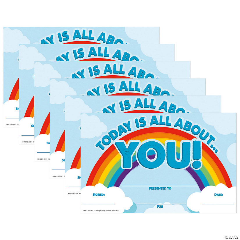 Eureka Today Is All About You Recognition Award, 36 Per Pack, 6 Packs Image