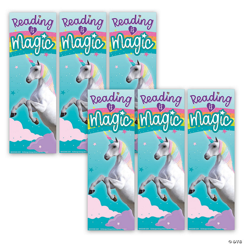 Eureka Unicorn Reading is Magic Bookmarks, 36 Per Pack, 6 Packs Image