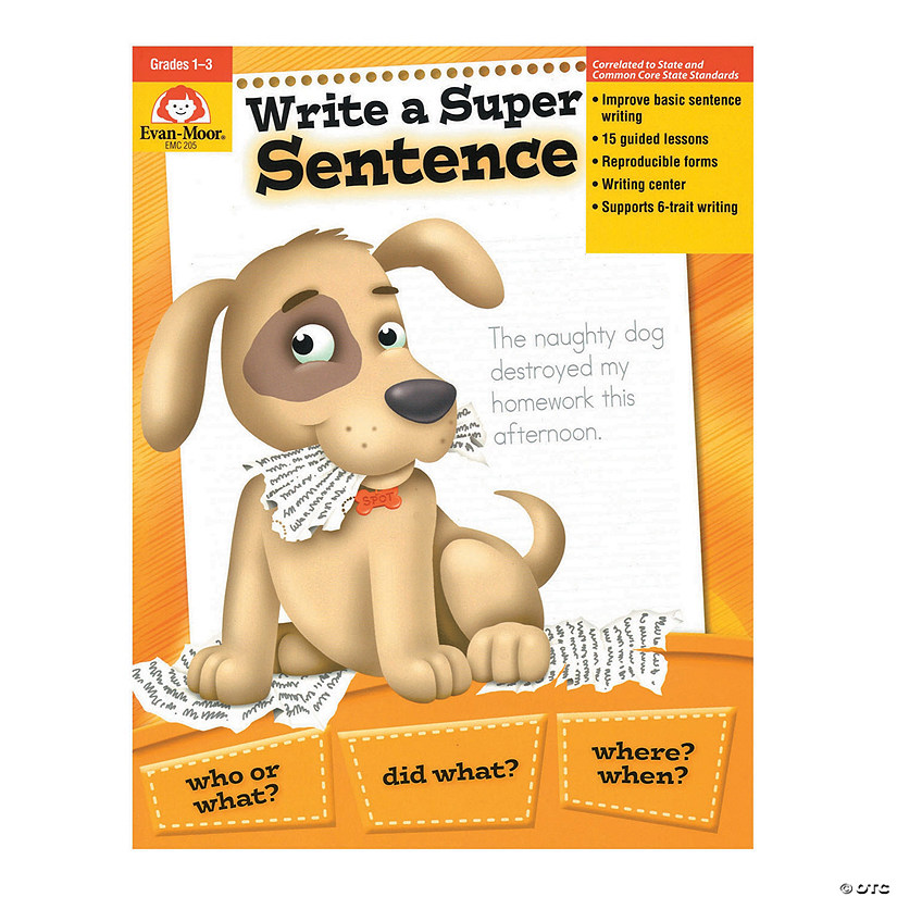 Evan-Moor Write A Super Sentence Book, Teacher Reproducibles, Grades 1-3 Image
