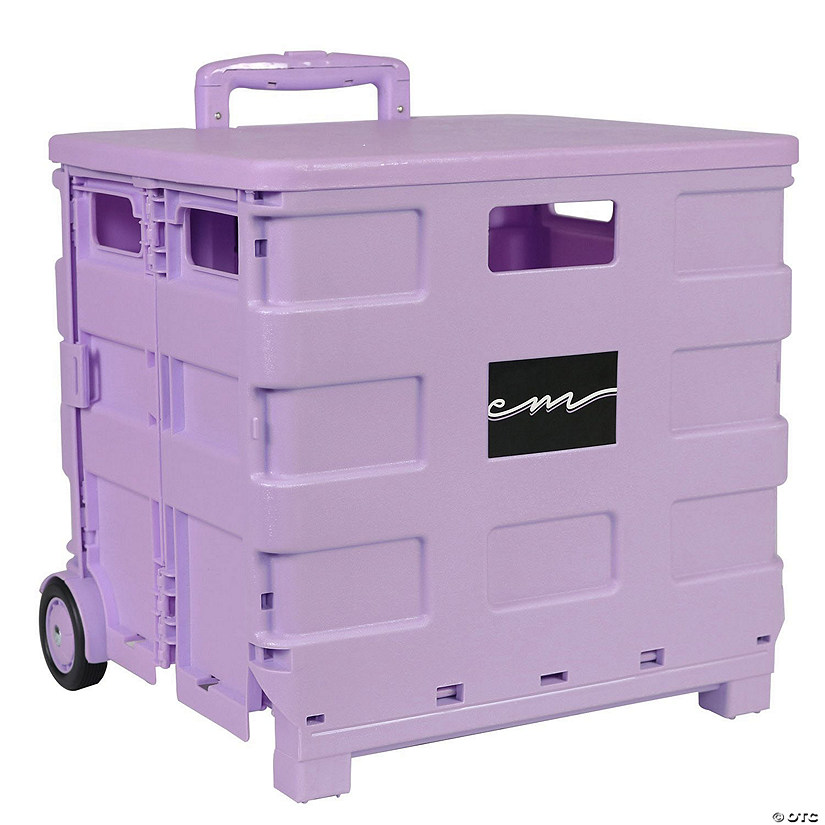 Everything Mary Storage Collapsible Rolling Cart Small With Lid Purple Image