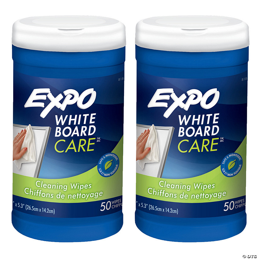 EXPO Dry-Erase Board Cleaning Wet Wipes, 50 Per Container, Pack of