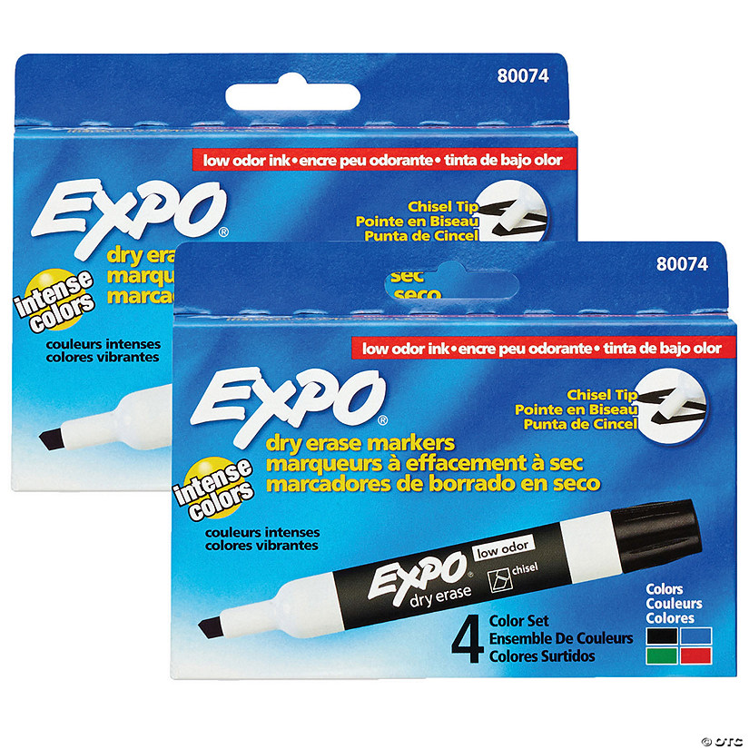 EXPO Low Odor Dry Erase Markers, Assorted, 4 Per Pack, 2 Packs Image