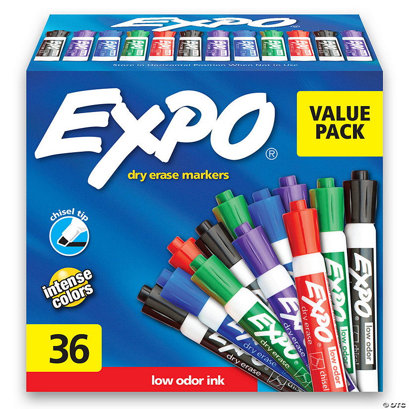 EXPO Low Odor Dry Erase Markers, Chisel Tip, Assorted, 36 Count Image