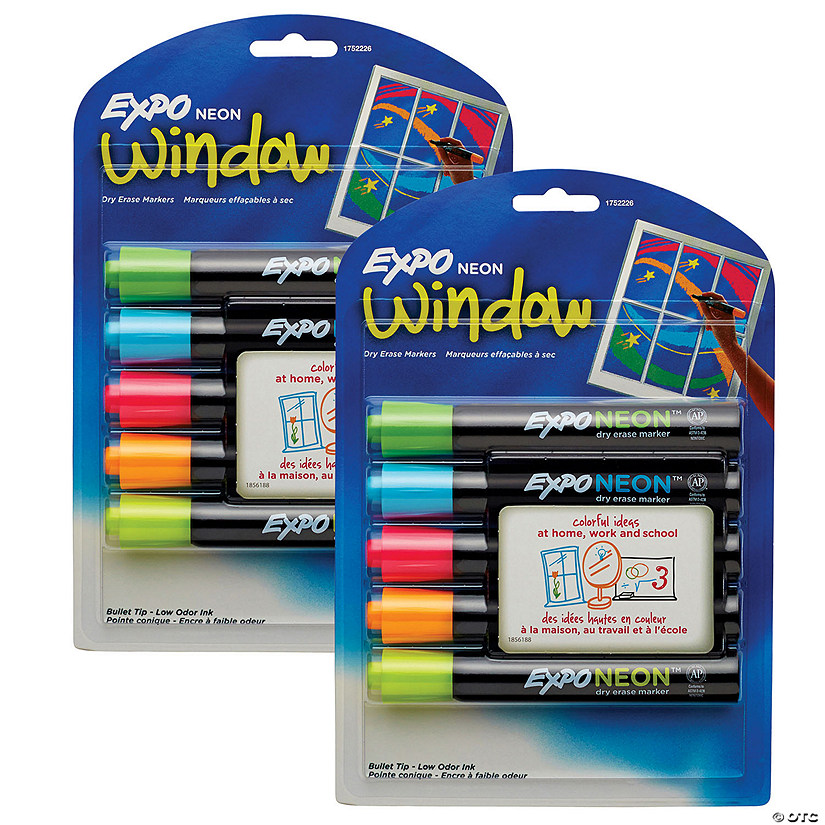 EXPO Neon Dry Erase Marker, Bullet Tip, Assorted, 5 Per Pack, 2 Packs Image