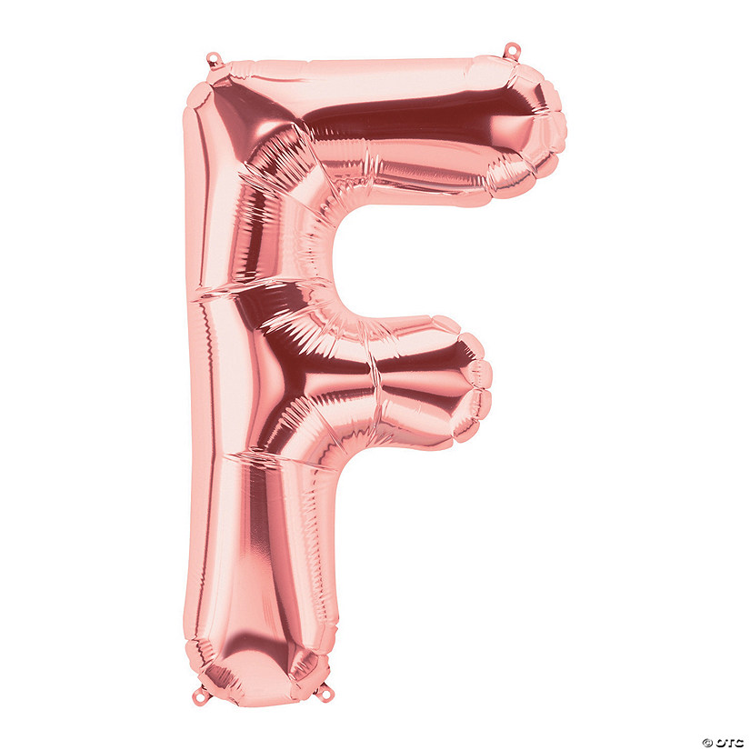 F Rose Gold Letter 34" Mylar Balloon Image