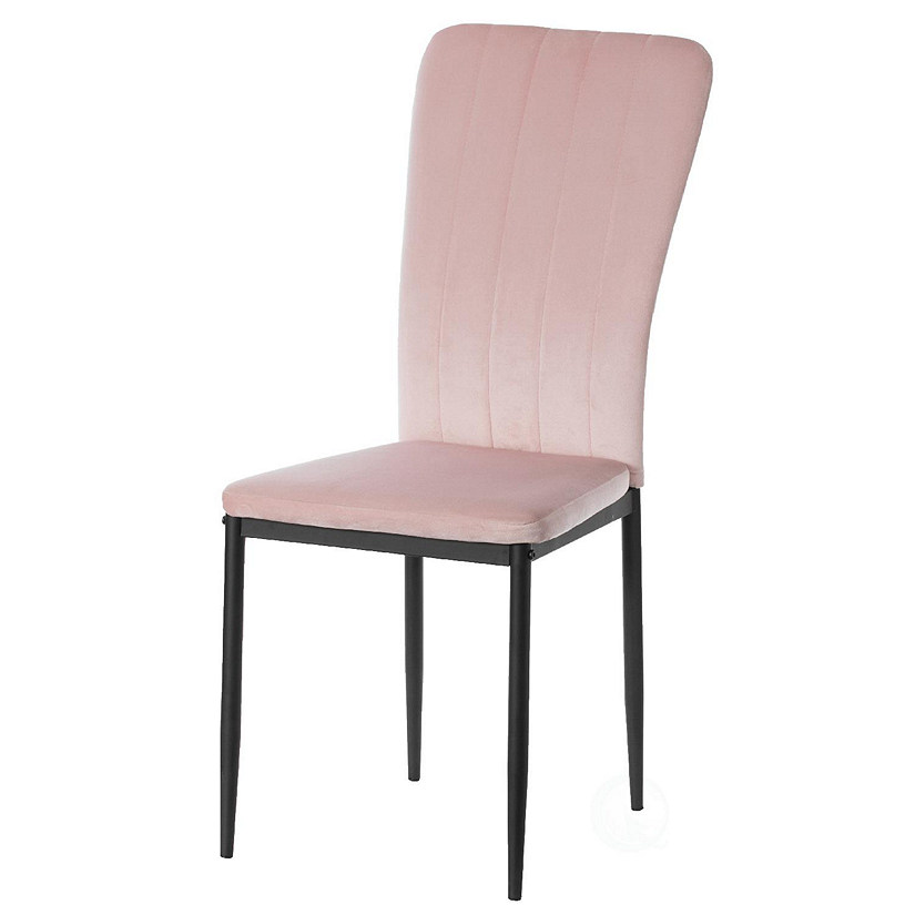 Fabulaxe Pink Modern And Contemporary Tufted Velvet Upholstered Accent Dining Chair Image