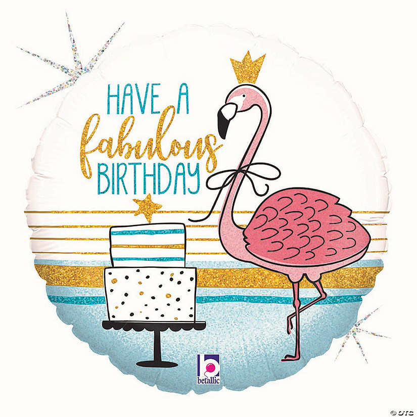 Fabulous Flamingo Birthday 18" Mylar Balloon Image